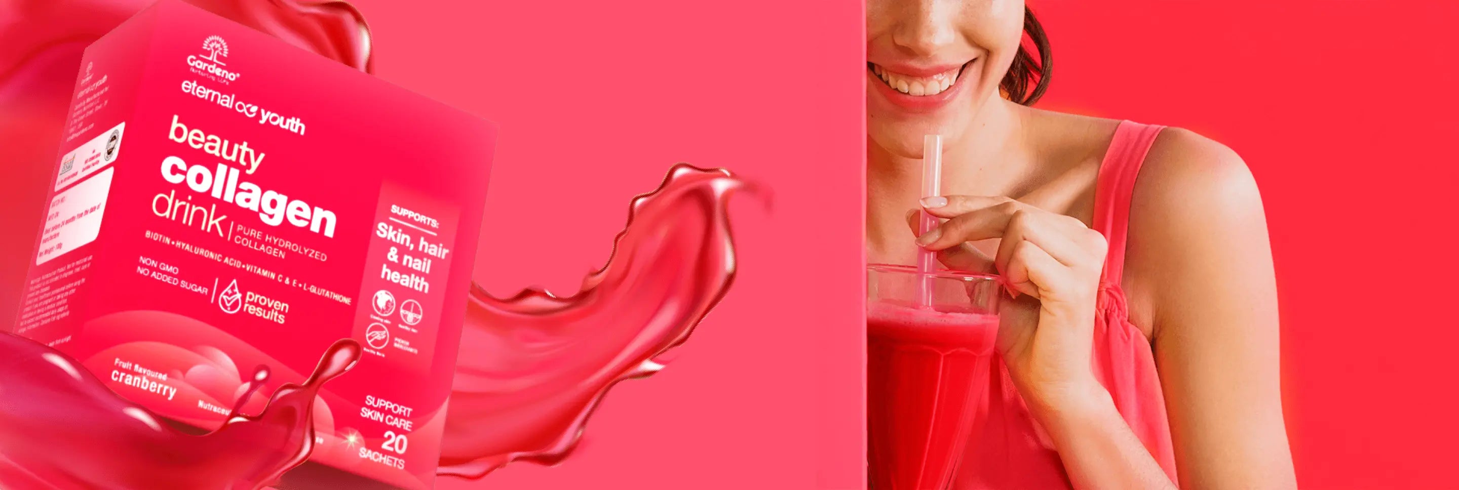 Eternal youth beauty collagen drink benefit banner image